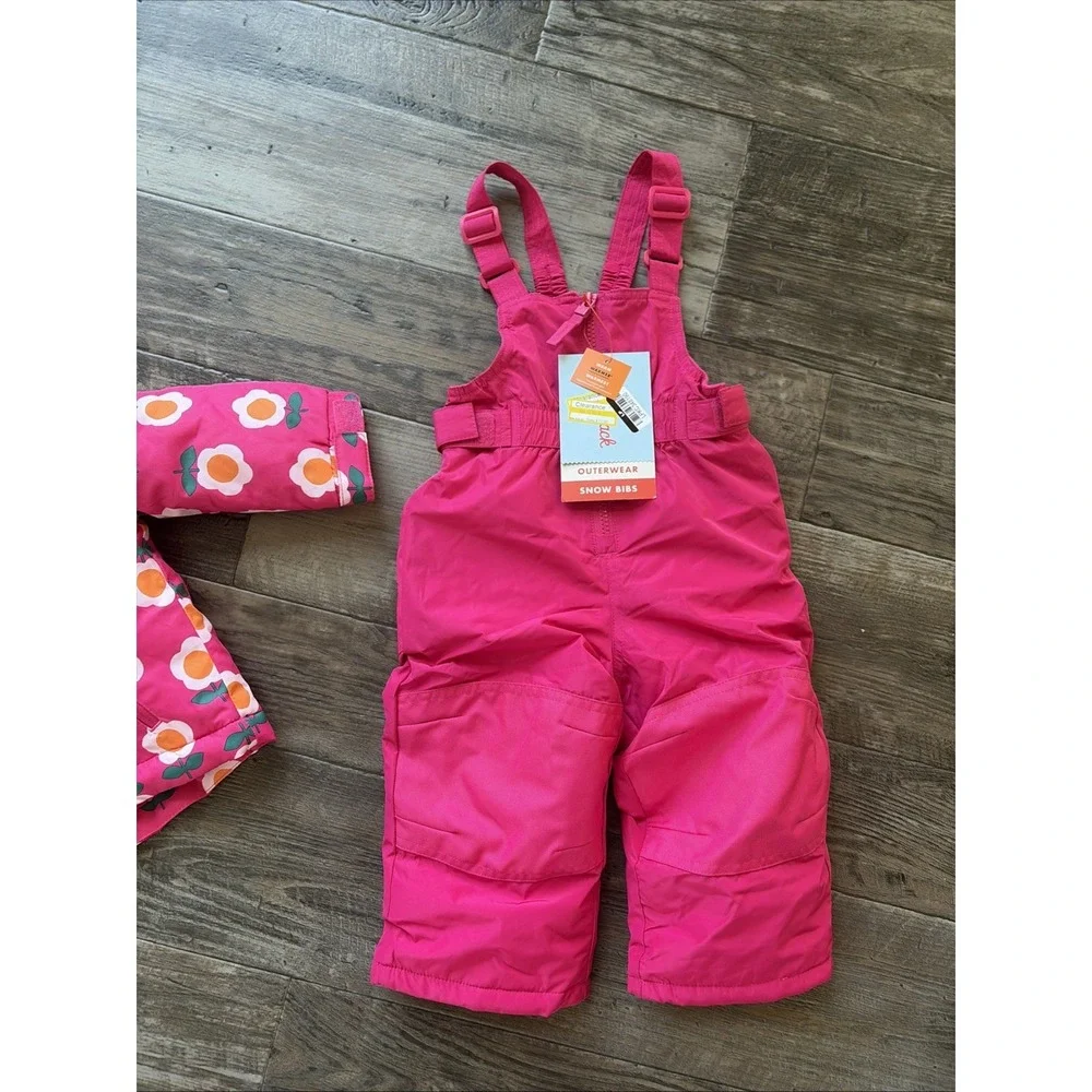 Cat & Jack Baby Girl 12 Months Snow Suit Pink 3-in-1 Jacket Snow winter Bib